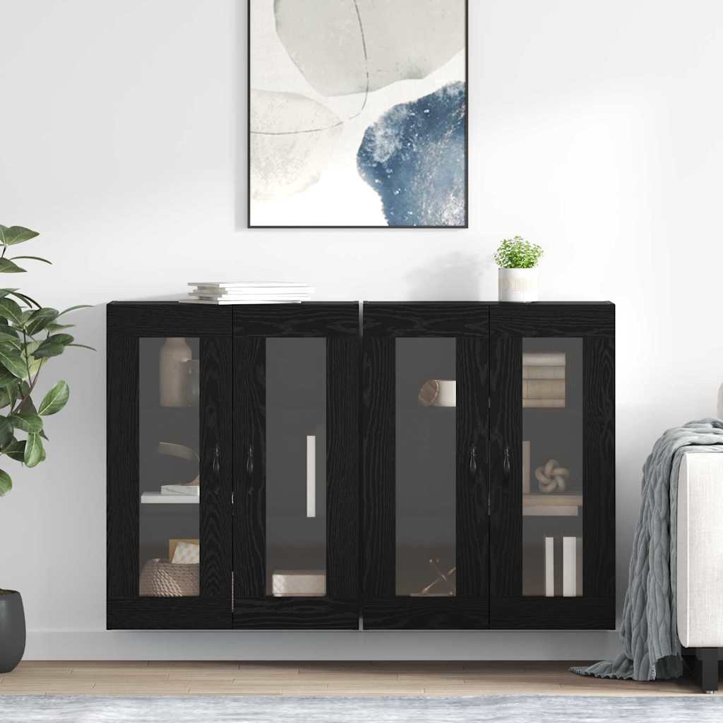 vidaXL Armoires murales 2 pcs Noir aspect chêne 69,5 x 34 x 90 cm
