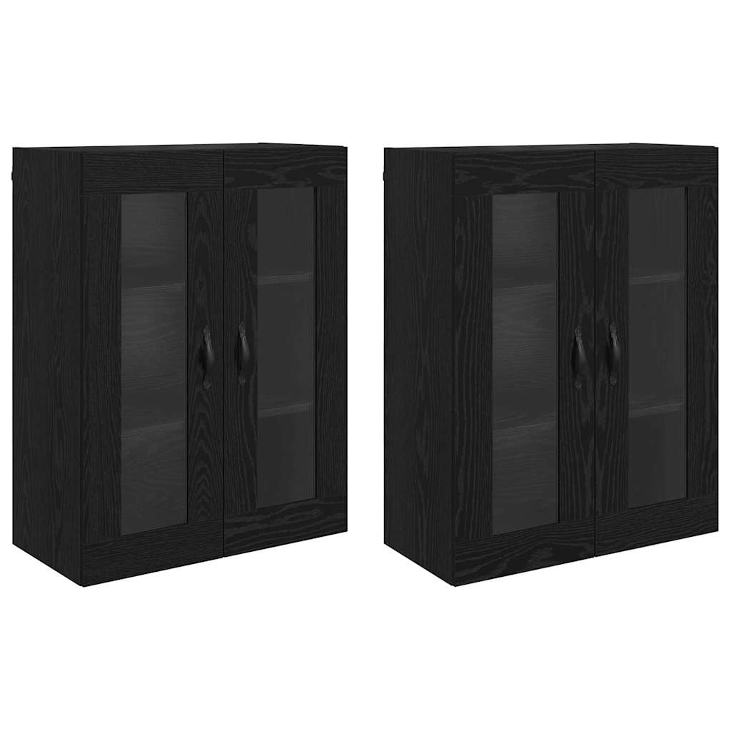 vidaXL Armoires murales 2 pcs Noir aspect chêne 69,5 x 34 x 90 cm
