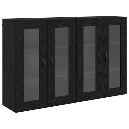 vidaXL Armoires murales 2 pcs Noir aspect chêne 69,5 x 34 x 90 cm