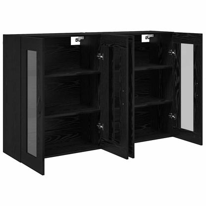 vidaXL Armoires murales 2 pcs Noir aspect chêne 69,5 x 34 x 90 cm