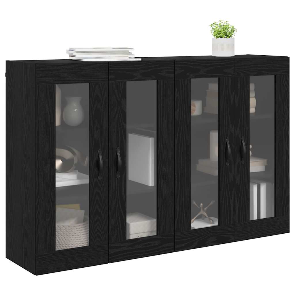 vidaXL Armoires murales 2 pcs Noir aspect chêne 69,5 x 34 x 90 cm