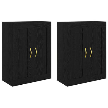 vidaXL Wandmontierter Schrank 2 pcs Schwarz Eichen-Optik Holzwerkstoff