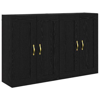 vidaXL Wandmontierter Schrank 2 pcs Schwarz Eichen-Optik Holzwerkstoff