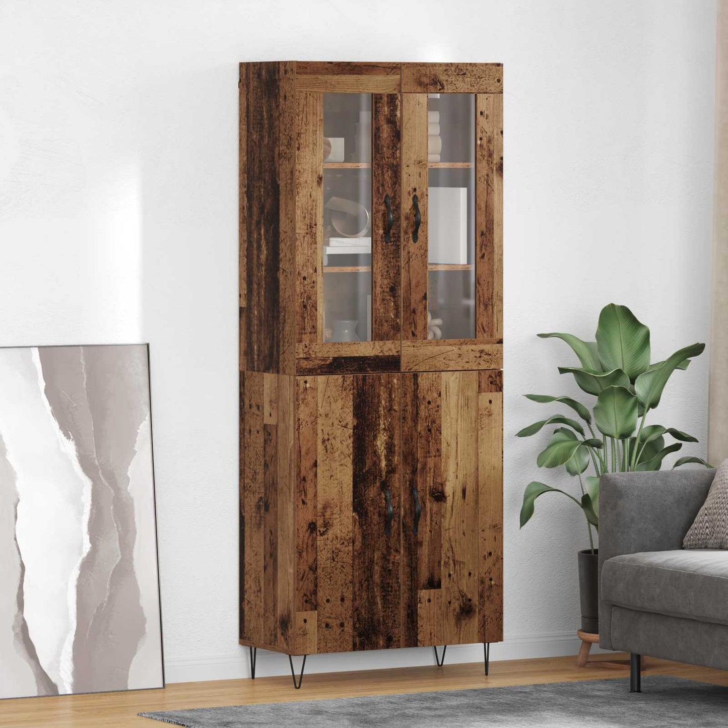 vidaXL Highboard en bois de récupération 69,5 x 34 x 180 cm Aggloméré