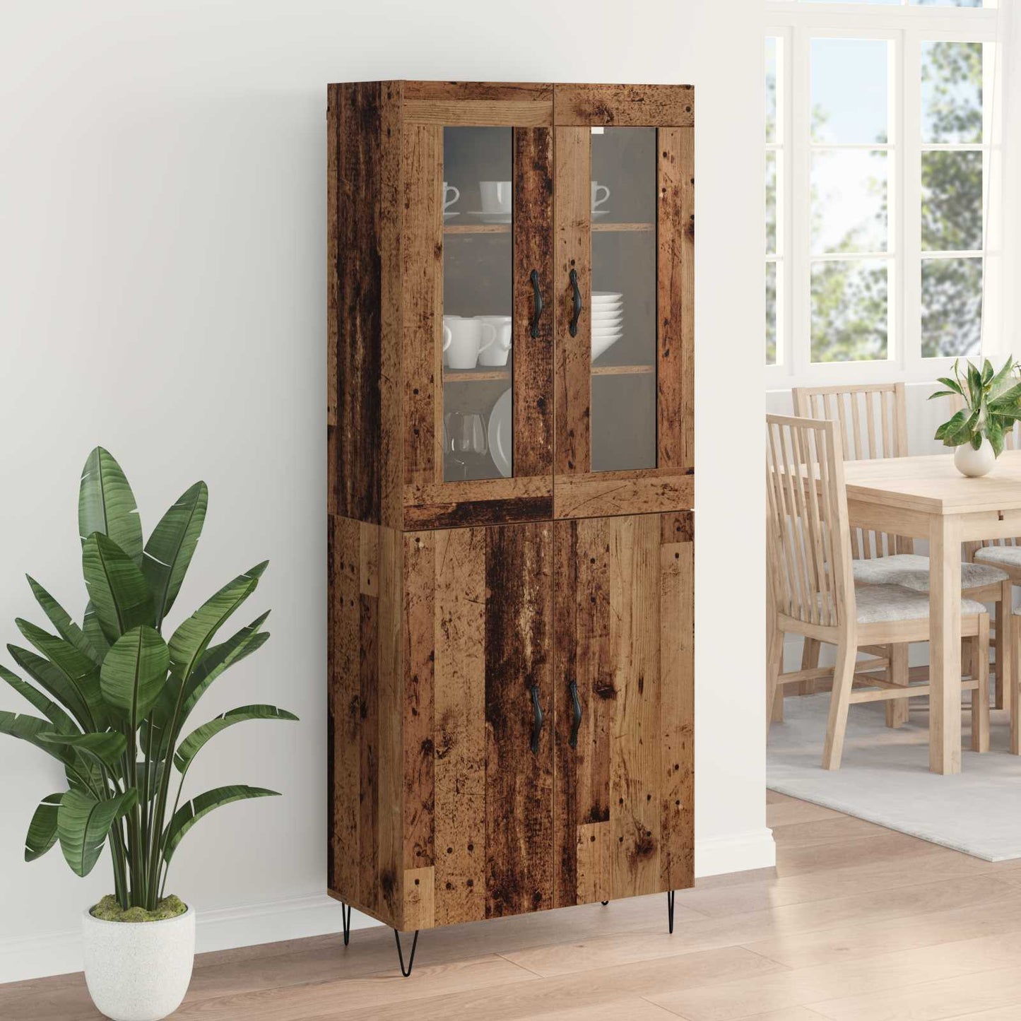 vidaXL Highboard en bois de récupération 69,5 x 34 x 180 cm Aggloméré
