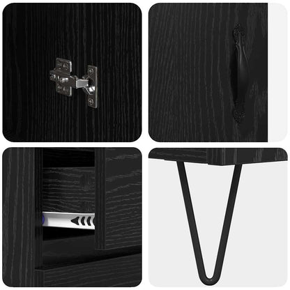 vidaXL Highboard Schwarz Eichen-Optik 69,5 x 34 x 90 cm Holzwerkstoff