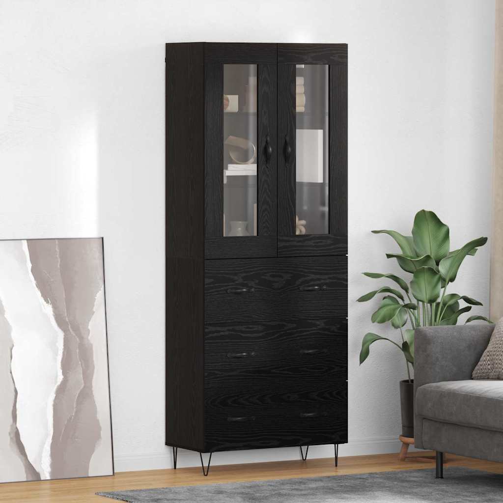 vidaXL Highboard Schwarz Eichen-Optik 69,5 x 34 x 90 cm Holzwerkstoff