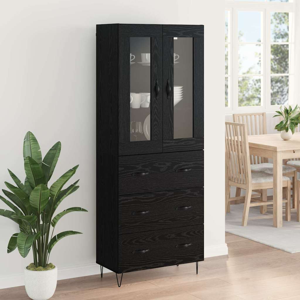 vidaXL Highboard Schwarz Eichen-Optik 69,5 x 34 x 90 cm Holzwerkstoff