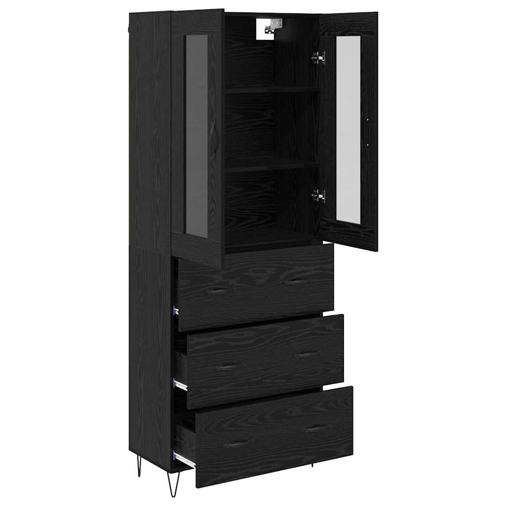 vidaXL Highboard Schwarz Eichen-Optik 69,5 x 34 x 90 cm Holzwerkstoff
