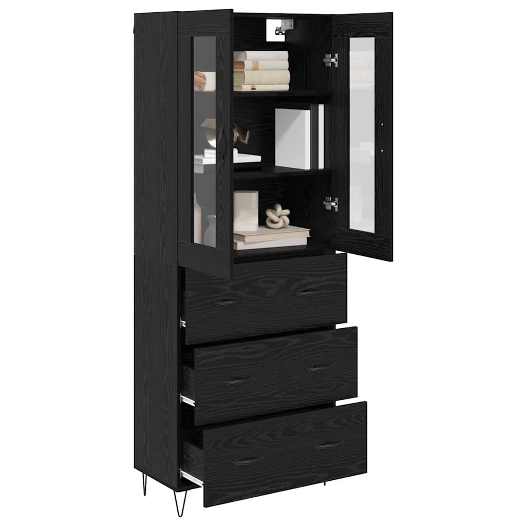 vidaXL Highboard Schwarz Eichen-Optik 69,5 x 34 x 90 cm Holzwerkstoff