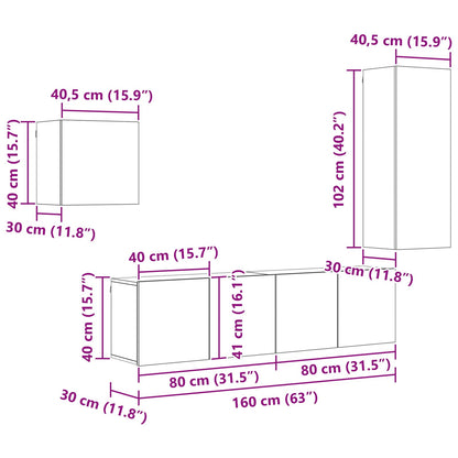 vidaXL Meubles TV muraux 4 pcs Bois de récupération Bois d'ingénierie