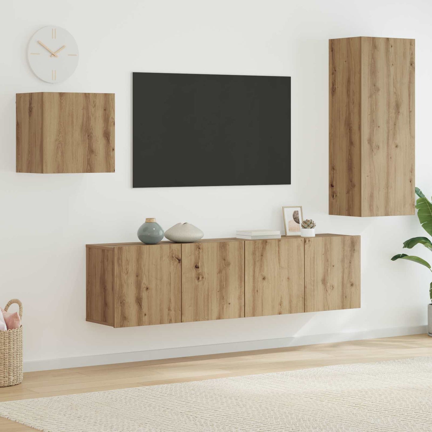 vidaXL Meubles TV muraux 4 pcs Chêne artisan Bois d'ingénierie