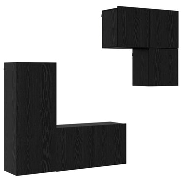 vidaXL TV-Schränk 4 pcs Schwarz Eichen-Optik Holzwerkstoff