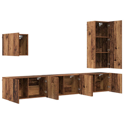 vidaXL TV-Wandmöbel Wandmontiert 5 pcs Altholz Holzwerkstoff