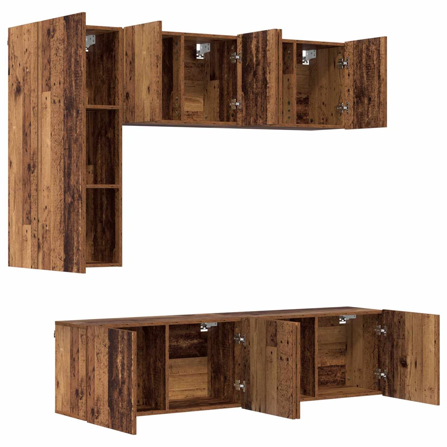 vidaXL Meuble TV mural 5 pcs en bois recyclé, support mural