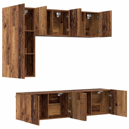 vidaXL Meuble TV mural 5 pcs en bois recyclé, support mural
