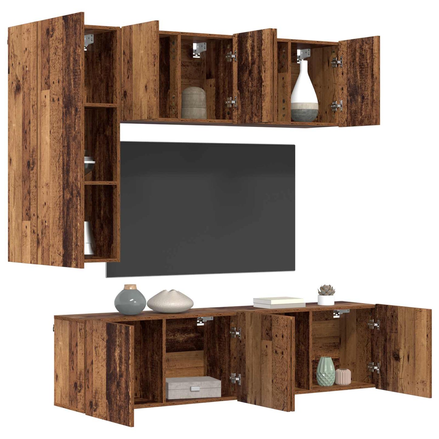 vidaXL Meuble TV mural 5 pcs en bois recyclé, support mural