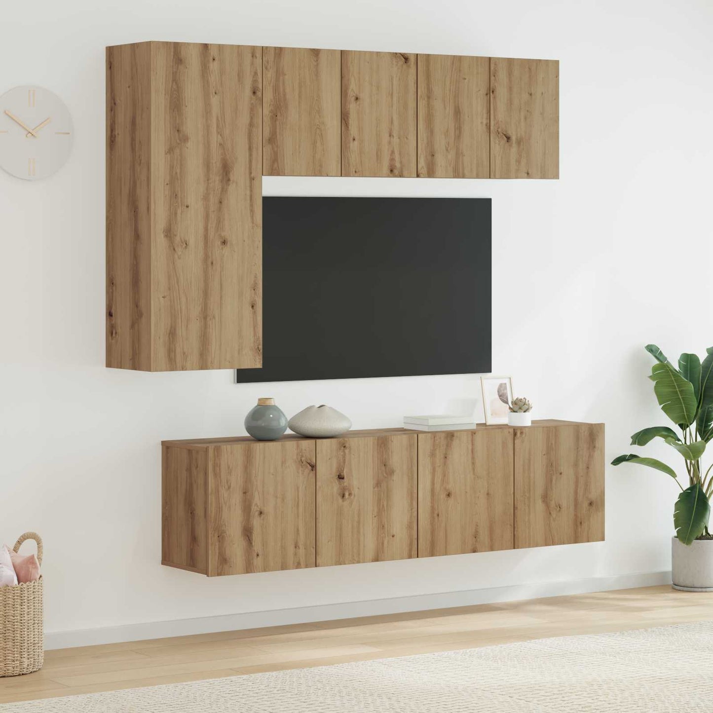 vidaXL Meubles TV muraux 5 pcs Chêne artisanal Ingénierie du bois