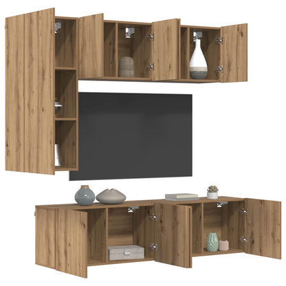 vidaXL Meubles TV muraux 5 pcs Chêne artisanal Ingénierie du bois