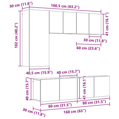 vidaXL Meubles TV muraux 5 pcs Chêne artisanal Ingénierie du bois