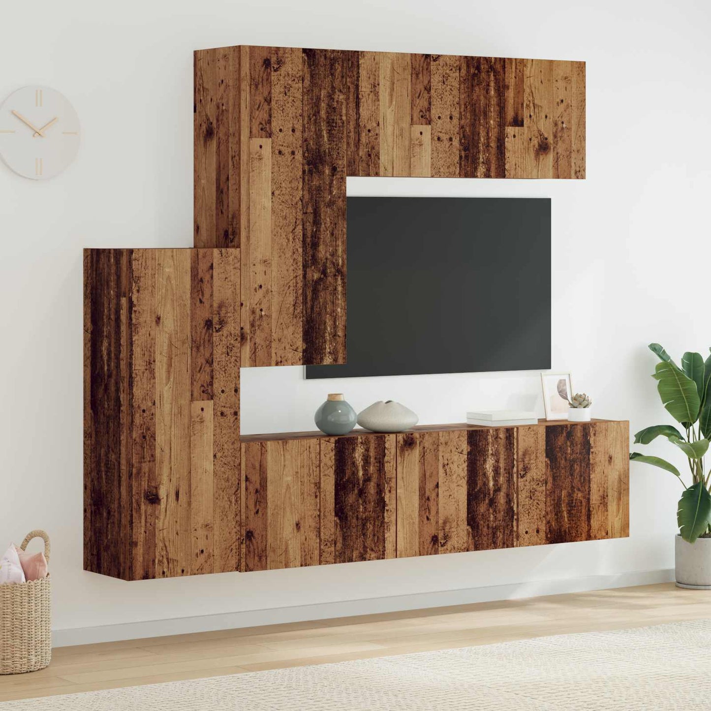vidaXL Meuble TV mural 5 pcs bois recyclé reconstitué