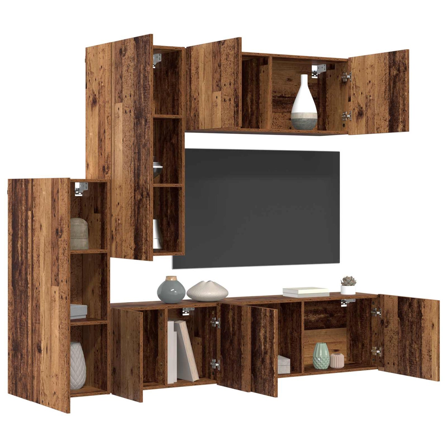 vidaXL Meuble TV mural 5 pcs bois recyclé reconstitué