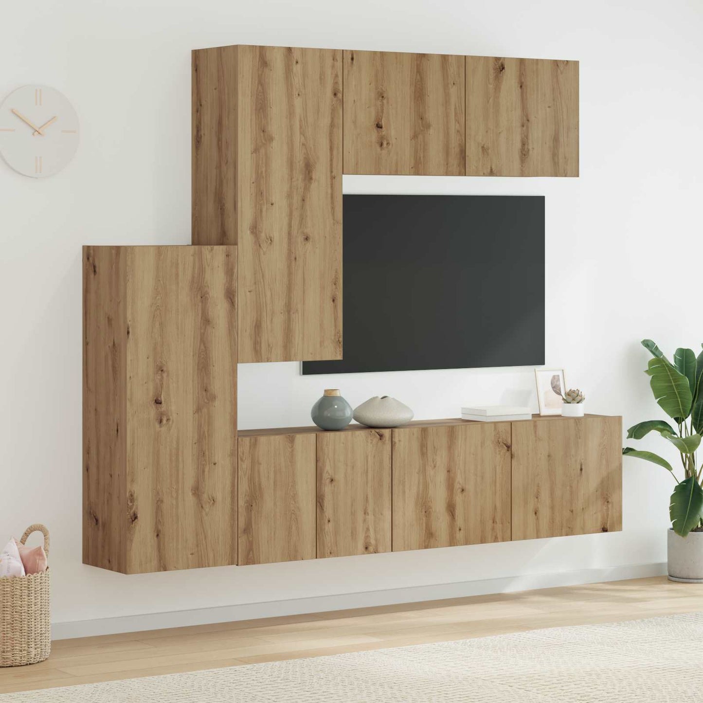 vidaXL TV-Wandmöbel Wandmontiert 5 pcs Artisan-Eiche Holzwerkstoff