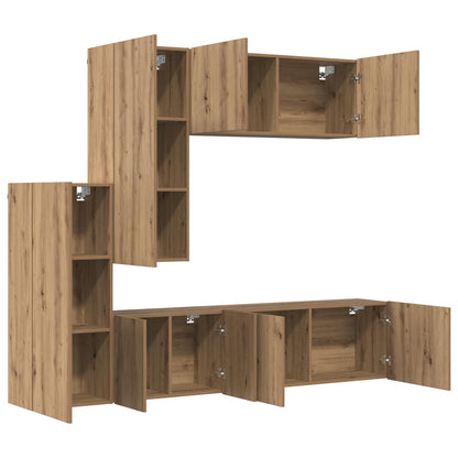 vidaXL TV-Wandmöbel Wandmontiert 5 pcs Artisan-Eiche Holzwerkstoff