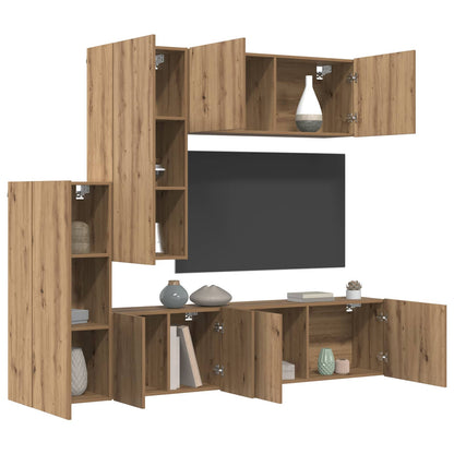 vidaXL TV-Wandmöbel Wandmontiert 5 pcs Artisan-Eiche Holzwerkstoff