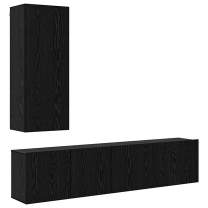 vidaXL TV-Wandmöbel 5 pcs Schwarz Eichen-Optik Holzwerkstoff