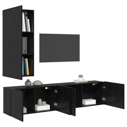 vidaXL TV-Wandmöbel 5 pcs Schwarz Eichen-Optik Holzwerkstoff