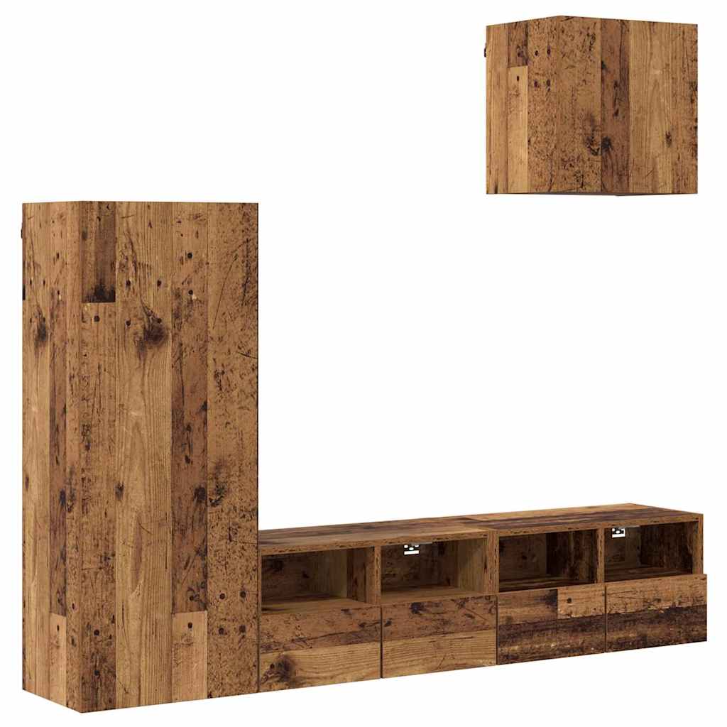 TV-Wandgeräte 4 pcs Altholz Holzwerkstoff