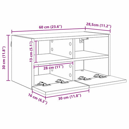 vidaXL TV-Wandgeräte 4 pcs Schwarz Eichen-Optik Holzwerkstoff