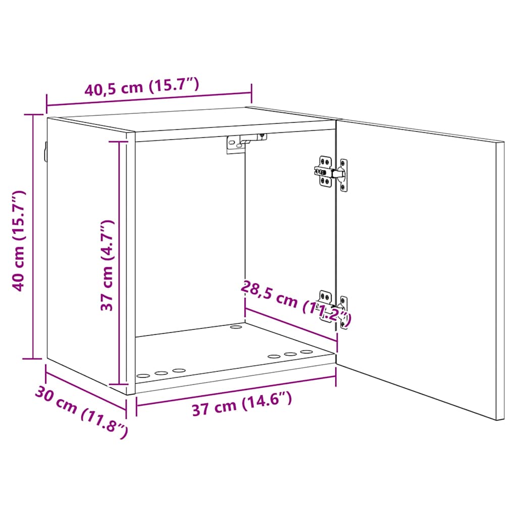 vidaXL TV-Wandgeräte 4 pcs Schwarz Eichen-Optik Holzwerkstoff