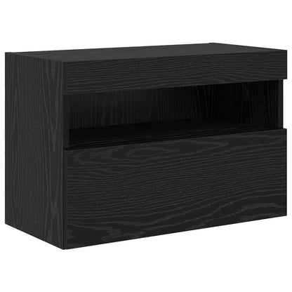 vidaXL TV-Wandschrank-Set mit LED-Lichtern 7 pcs Schwarz Eichen-Optik