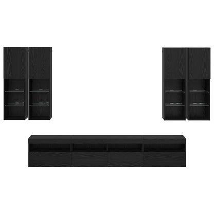vidaXL TV-Wandschrank-Set mit LED-Lichtern 7 pcs Schwarz Eichen-Optik