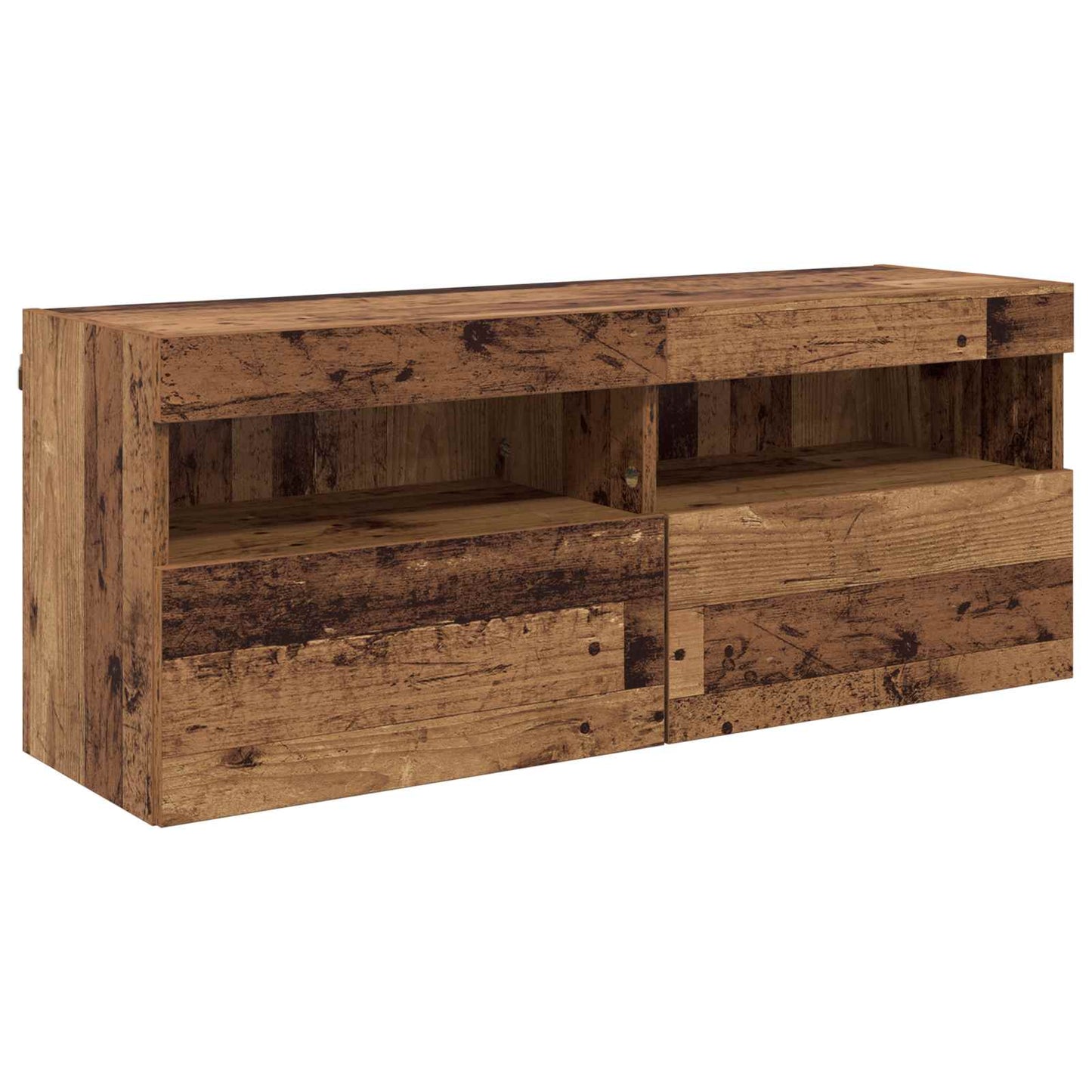 vidaXL TV-Wandregal-Set Wandmontiert 7 pcs Altholz Holzwerkstoff
