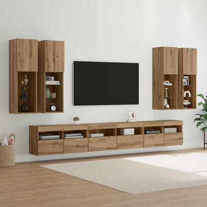 vidaXL Ensemble d'étagères murales pour TV 7 pcs Chêne Artisan Bois d'ingénierie