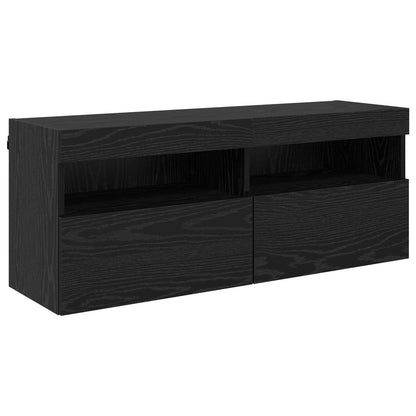 vidaXL TV-Wandregal-Set 7 pcs Schwarz Eichen-Optik Holzwerkstoff