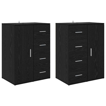 vidaXL Sideboards Corona 2 pcs Schwarz Eichen-Optik 59 x 39 x 80 cm