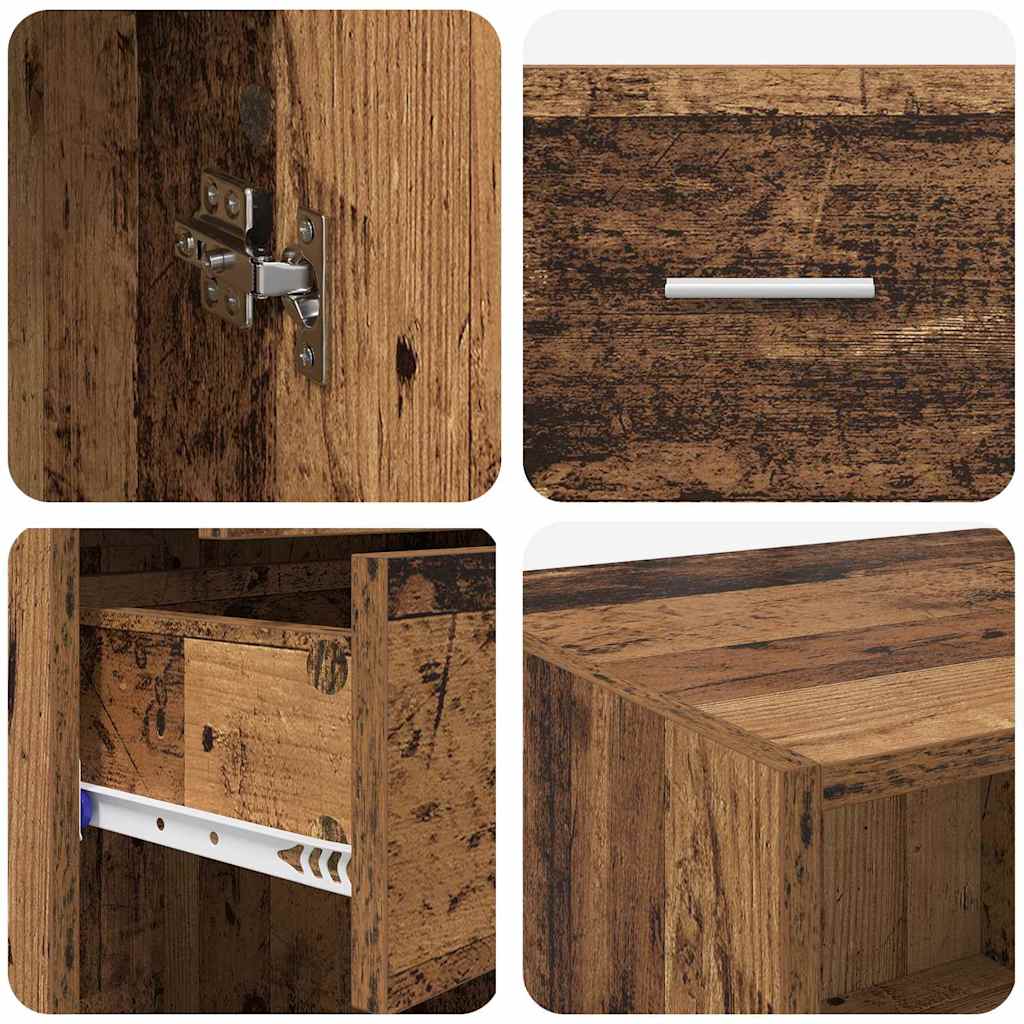 vidaXL Highboard Wandmontiert Altholz 50 x 42,5 x 225 cm Holzwerkstoff