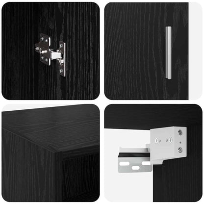 Aufbewahrungsschrank Schwarz Eichen-Optik 80 x 42,5 x 225 cm