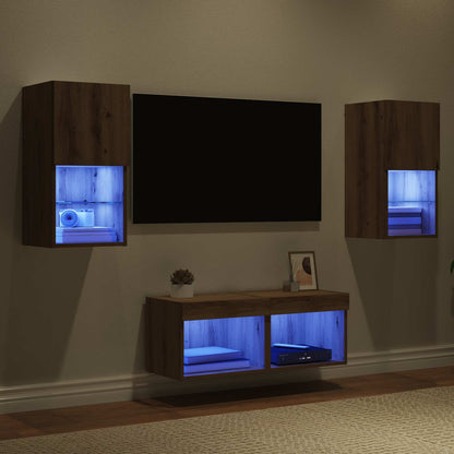 vidaXL Étagères murales TV 4 pcs Chêne artisan Bois d'ingénierie