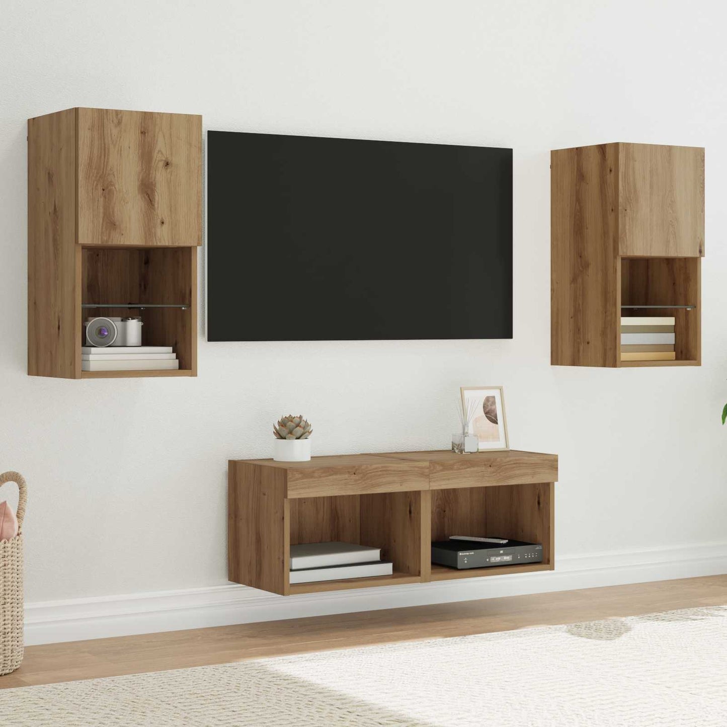 vidaXL Étagères murales TV 4 pcs Chêne artisan Bois d'ingénierie