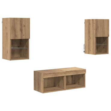 vidaXL Étagères murales TV 4 pcs Chêne artisan Bois d'ingénierie