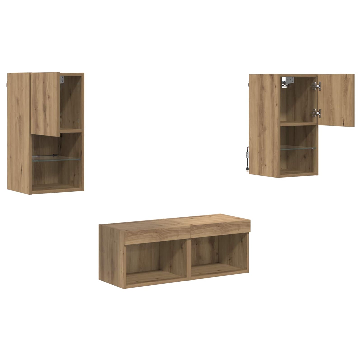 vidaXL Étagères murales TV 4 pcs Chêne artisan Bois d'ingénierie