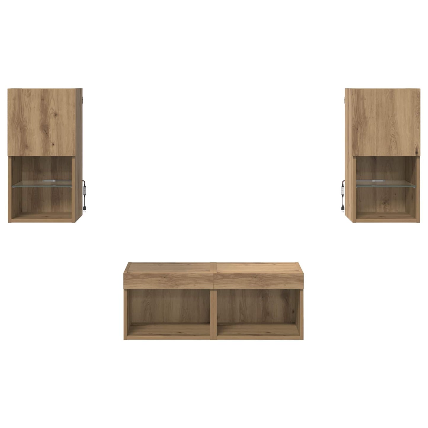 vidaXL Étagères murales TV 4 pcs Chêne artisan Bois d'ingénierie