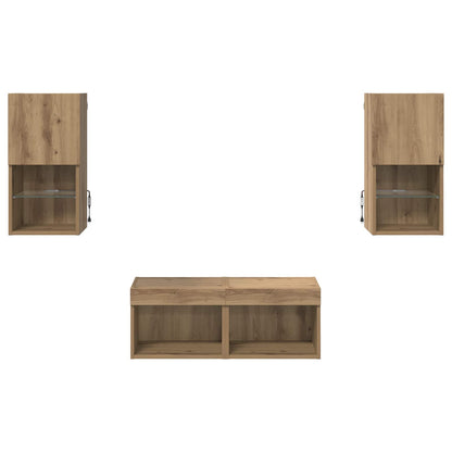 vidaXL Étagères murales TV 4 pcs Chêne artisan Bois d'ingénierie
