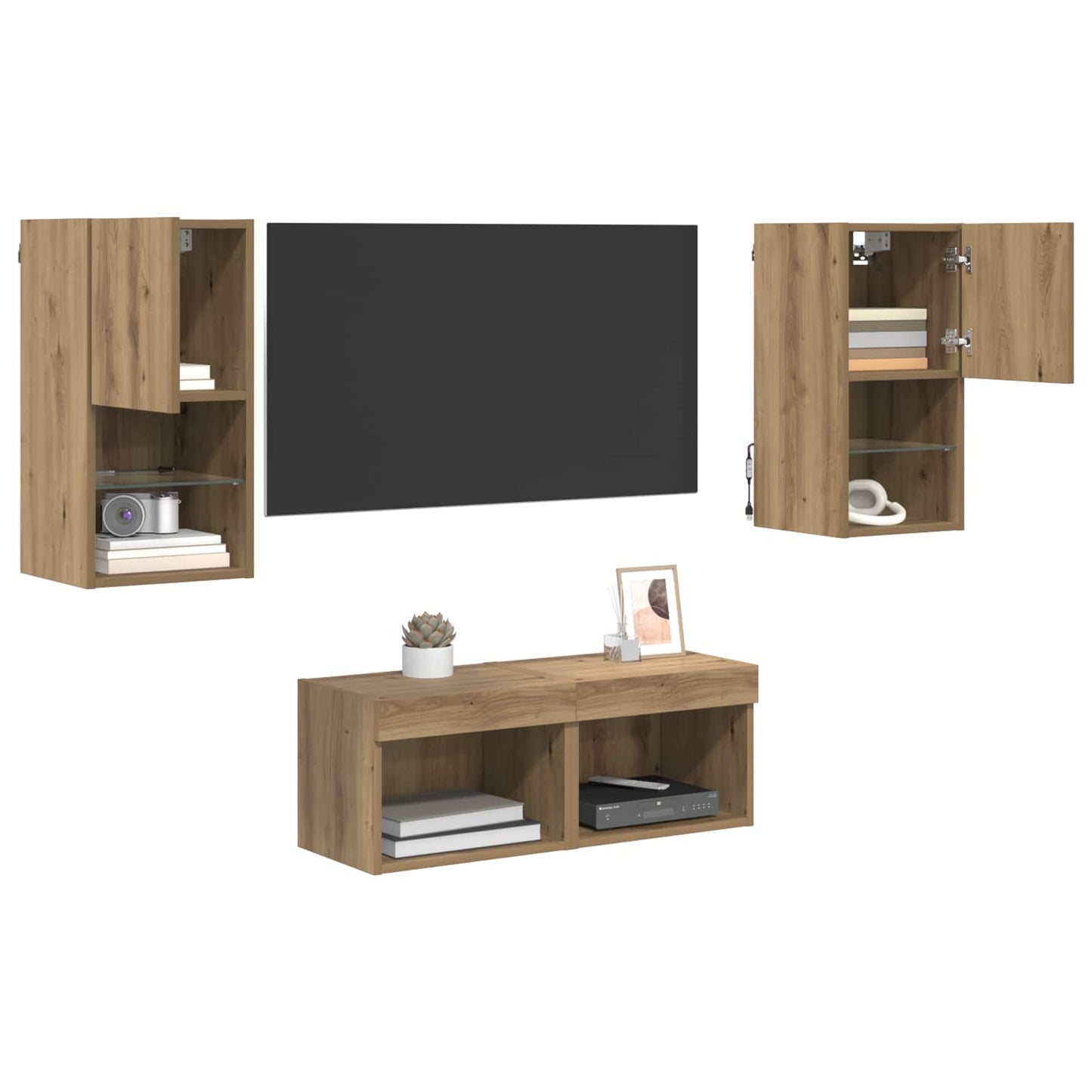 vidaXL Étagères murales TV 4 pcs Chêne artisan Bois d'ingénierie