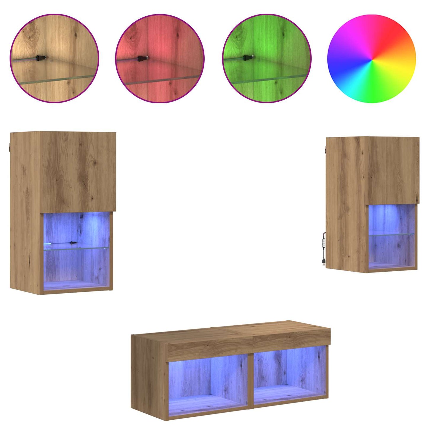 vidaXL Étagères murales TV 4 pcs Chêne artisan Bois d'ingénierie
